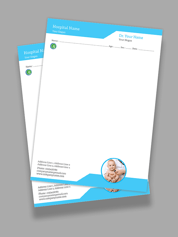 Baby Care Hospital Prescription Pad Design