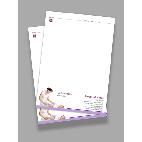 Baby Care Hospital Prescription Pad Design