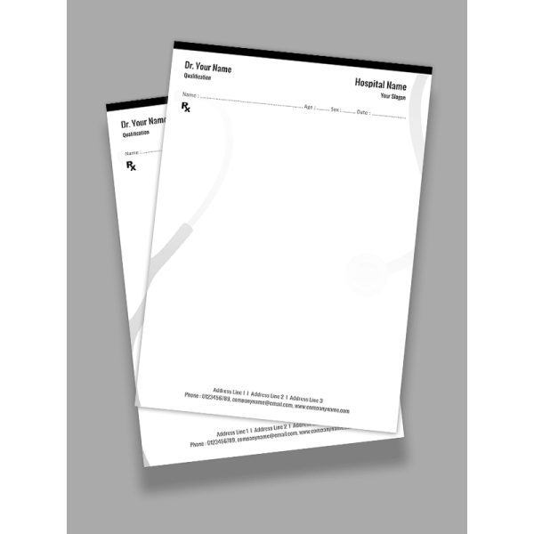 Simple Black & White Prescription Pad Design