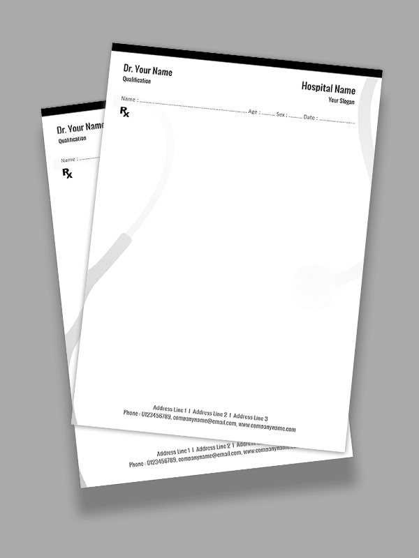 Simple Black & White Prescription Pad Design