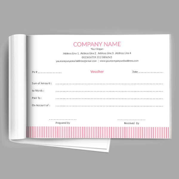 Pink Stripes Voucher Book