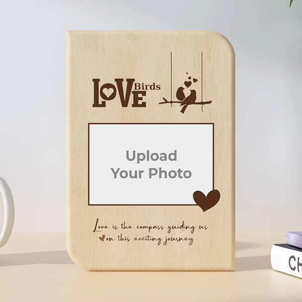 Love is Our Compass Design Portrait Wooden Photo Stand