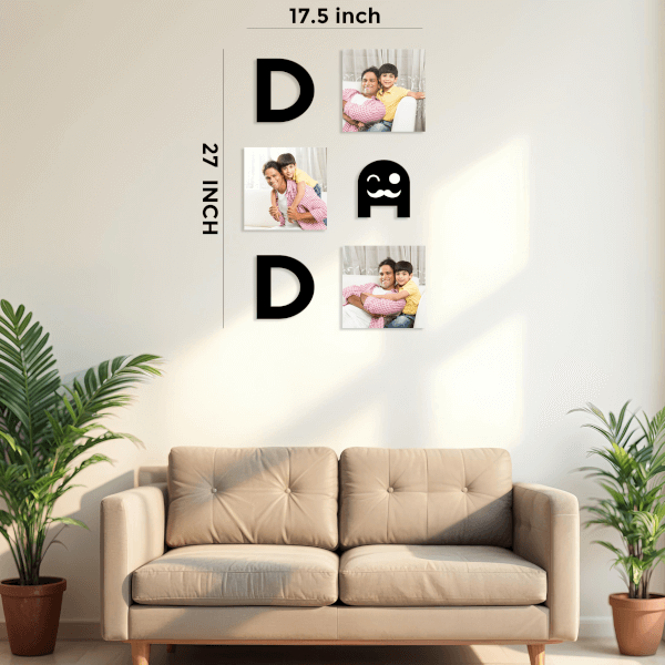 DAD - 3 Photo Acrylic Wall Frame
