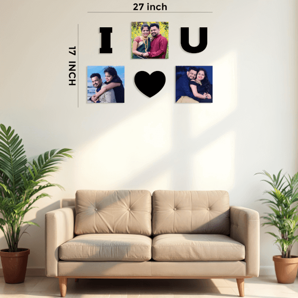 I LOVE YOU - 3 Photo Creative Acrylic Wall Art Frame