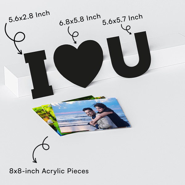 I LOVE YOU - 3 Photo Creative Acrylic Wall Art Frame