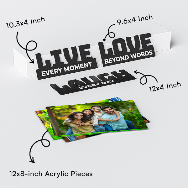 LIVE LAUGH LOVE QUOTE - 3 Photo Creative Acrylic Wall Art Frame