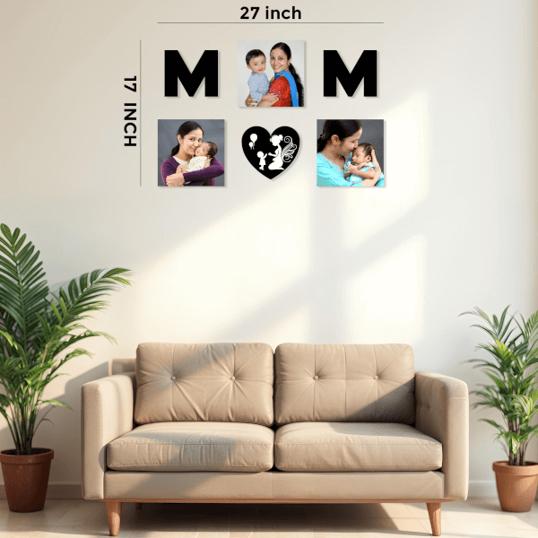 MOM - 3 Photo Creative Acrylic Wall Art Frame