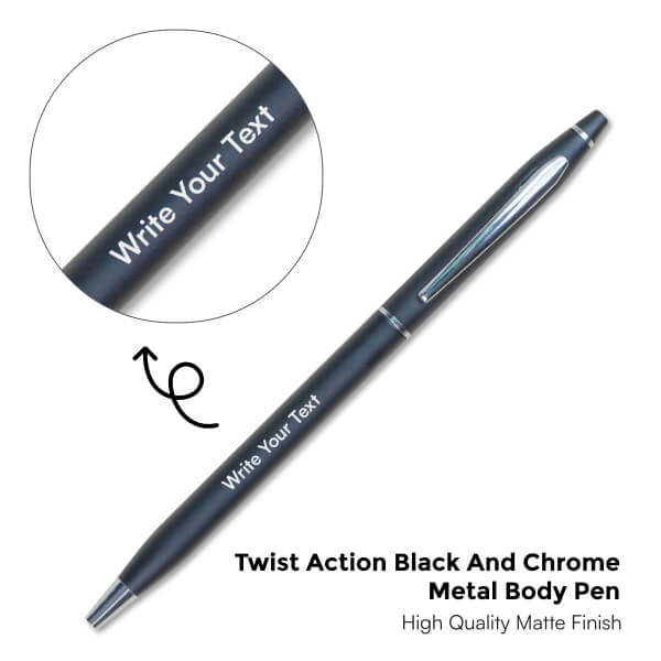 Twist Action Black And Chrome Metal Body Pen