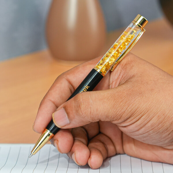 Name Pen & Keychain Combo Specifications - Gold & Black Color