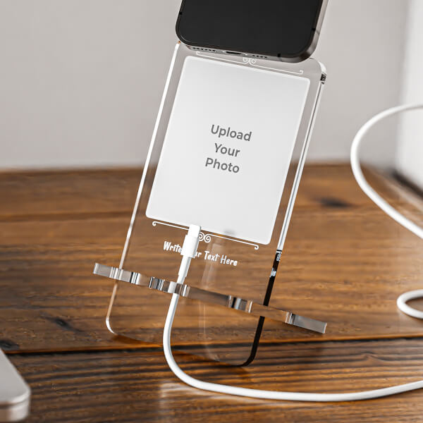 Custom Full Pic Upload With Text Acrylic Phone Stand