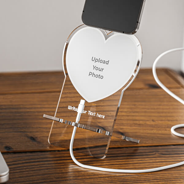 Custom Full Pic Upload Love Shaped Photo Phone Stand