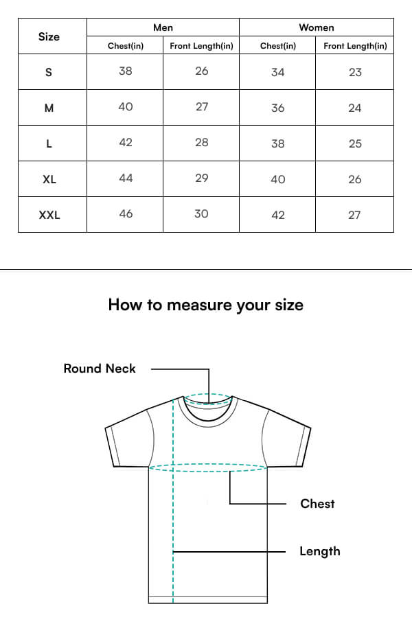 couple t-shirt size chart