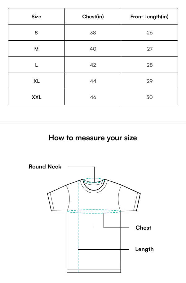 men t-shirt size chart