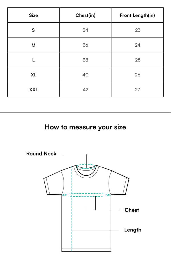 women t-shirt size chart